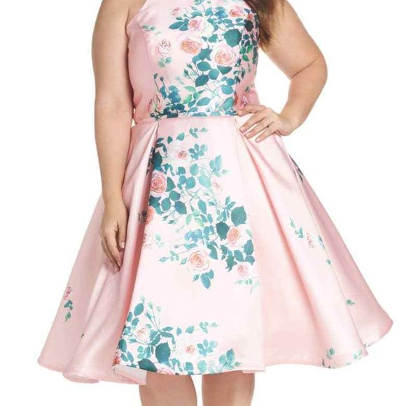 MAC DUGGAL  EMBELLISHED NECK FLORAL PRINT FIT & FLARE sz 20W - Picture 5 of 10